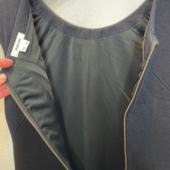 HELMUT LANG Black Structural Casual Shift Dress Size 10 Textured Cotton Dress - Picture 7 of 8